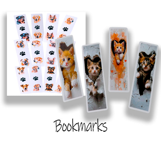 Dog and Cat Printed Bookmarks