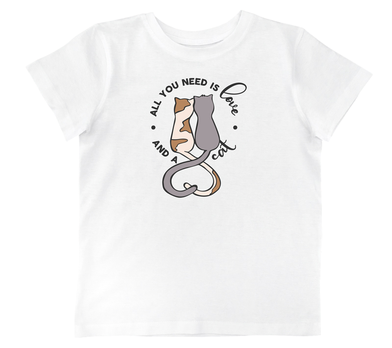 All you need is love and a cat slogan printed t-shirt