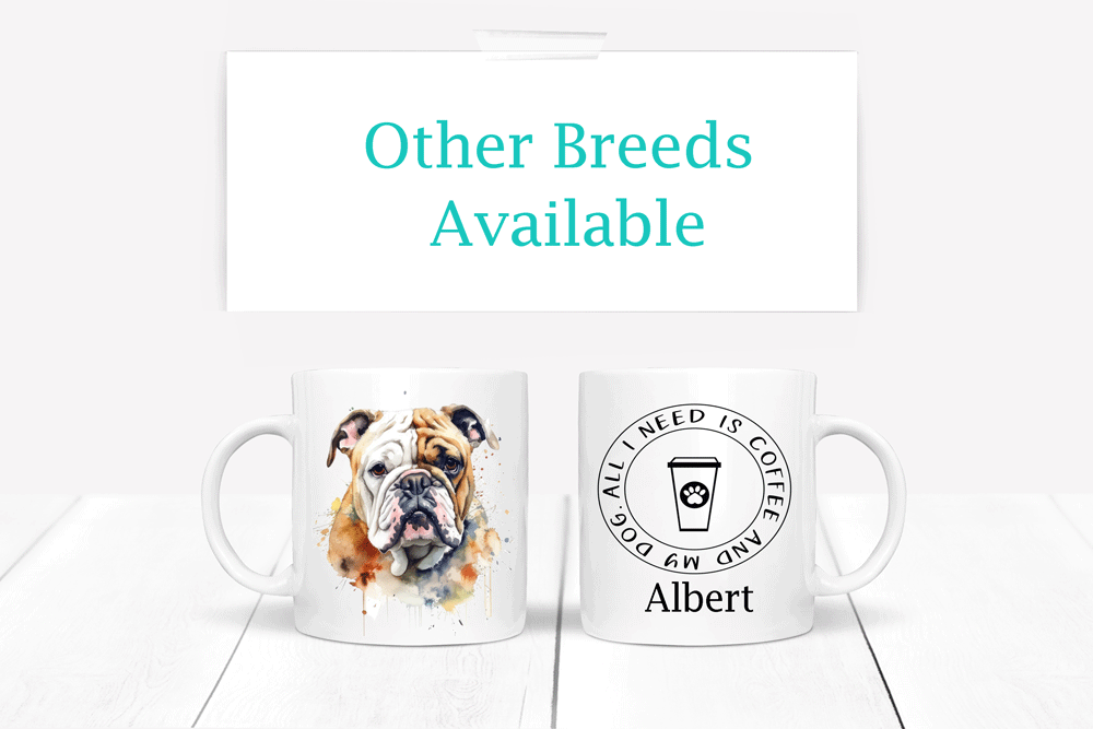 Bulldog printed mug showing both sides of mug