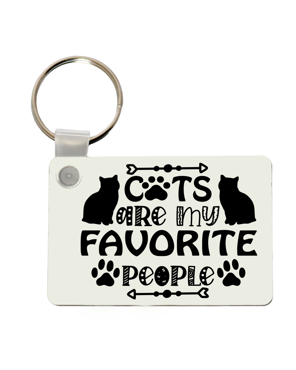 cats are my favourite people slogan printed keyrintg