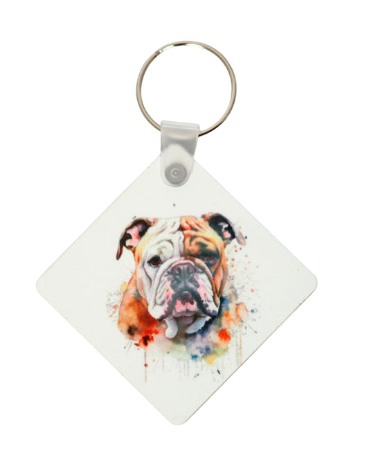 Bulldog printed keyring