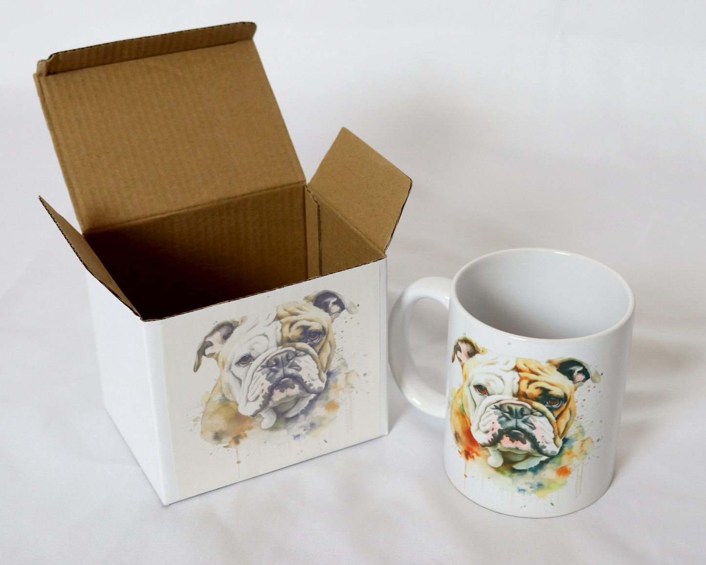 Bulldog printed mug with gift box