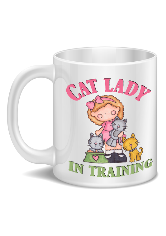 cat lady comedy printed mug