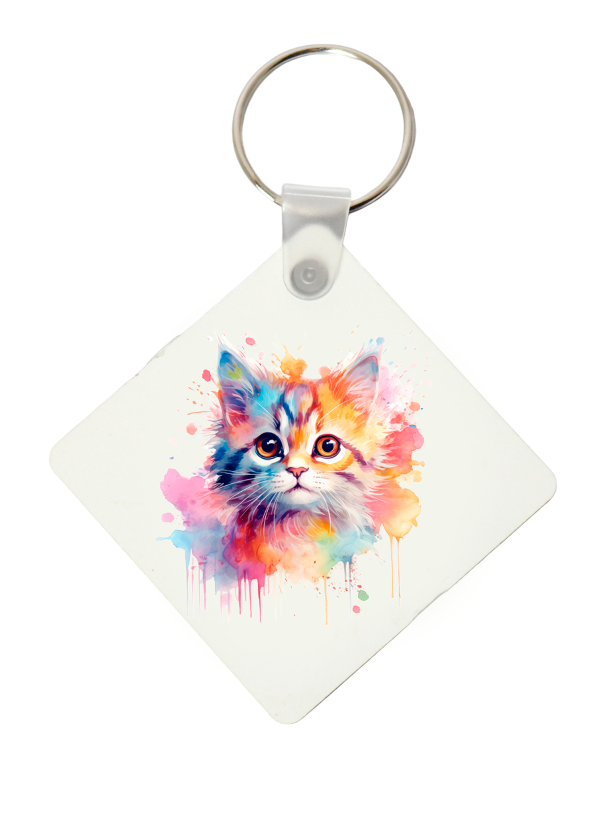 Watercolour kitten printed keyring