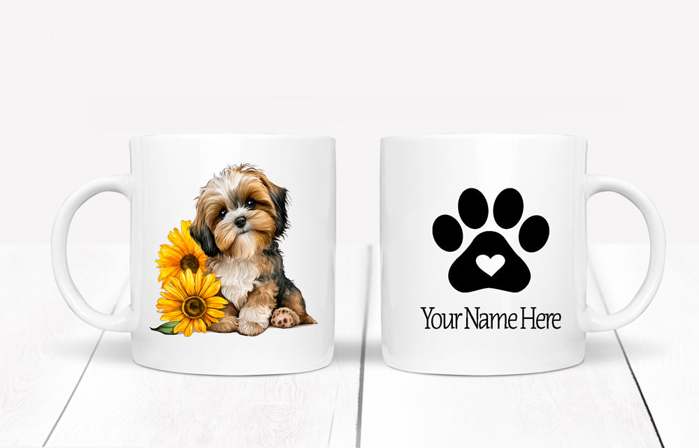 Shih Tzu puppy printed mug showing both sides of mug