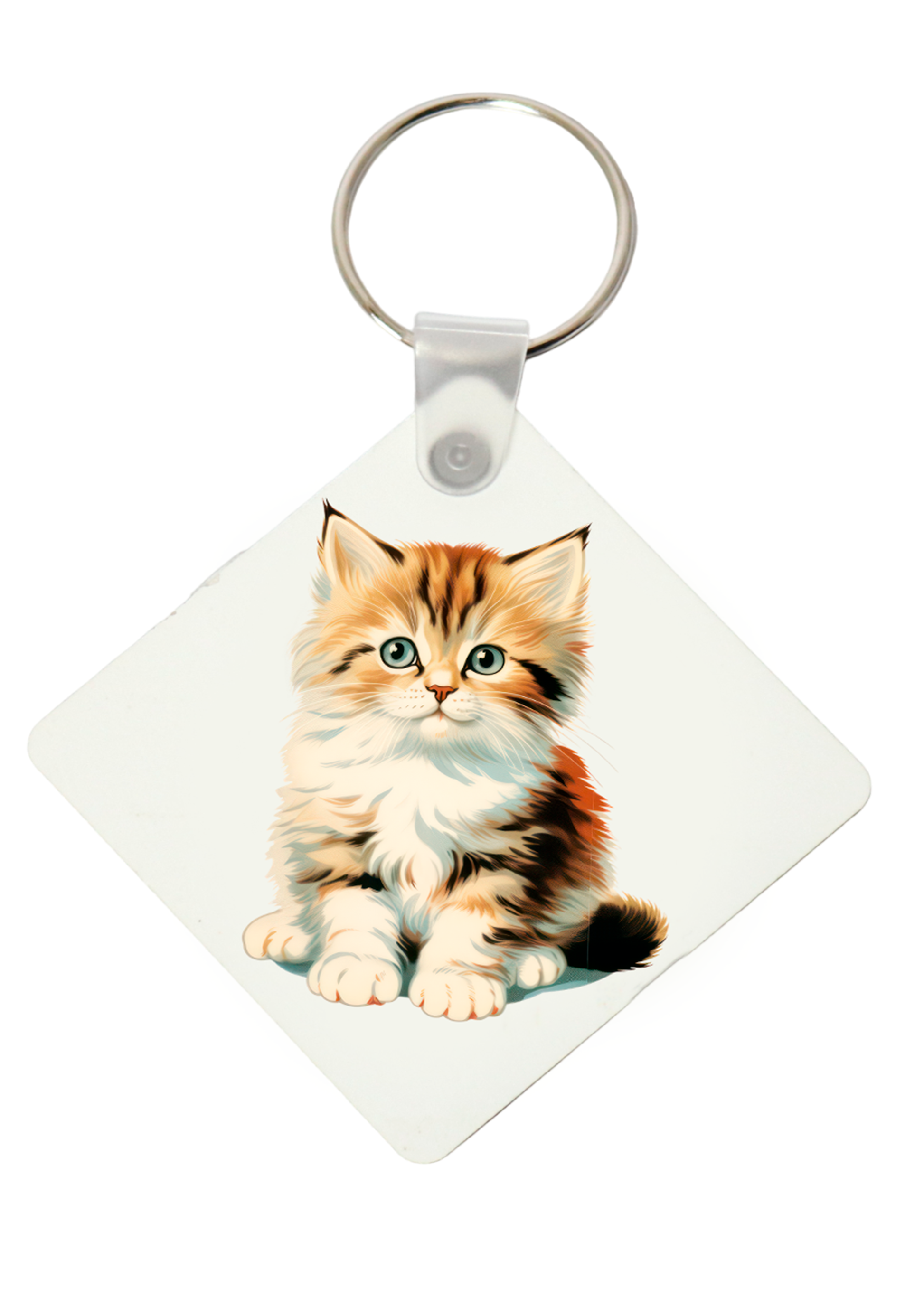 Watercolour kitten printed keyring