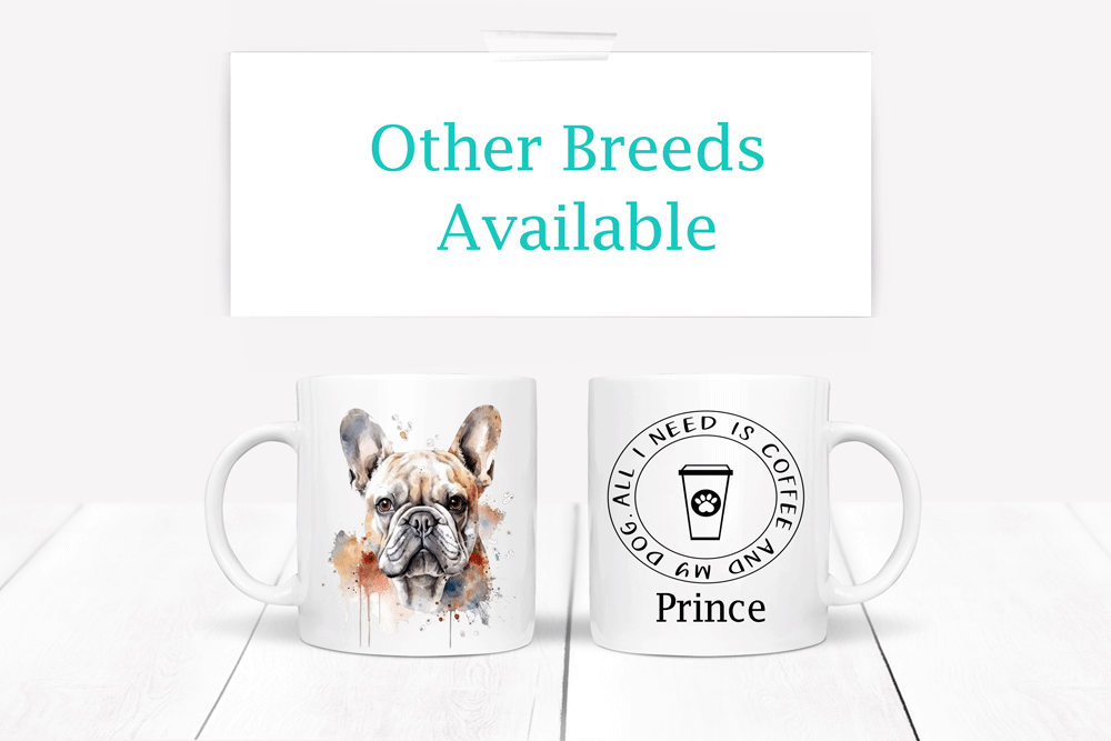 French Bulldog printed mug showing both sides of mug