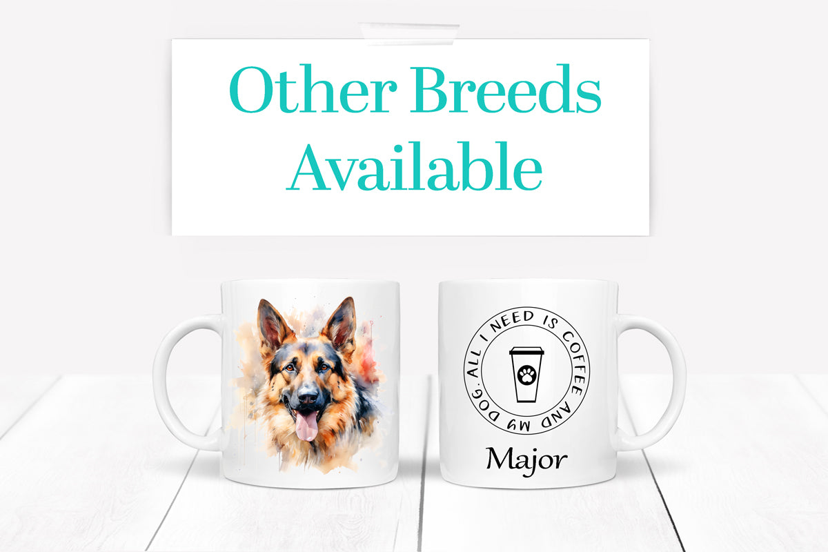 German shepherd mug showing both sides of mug