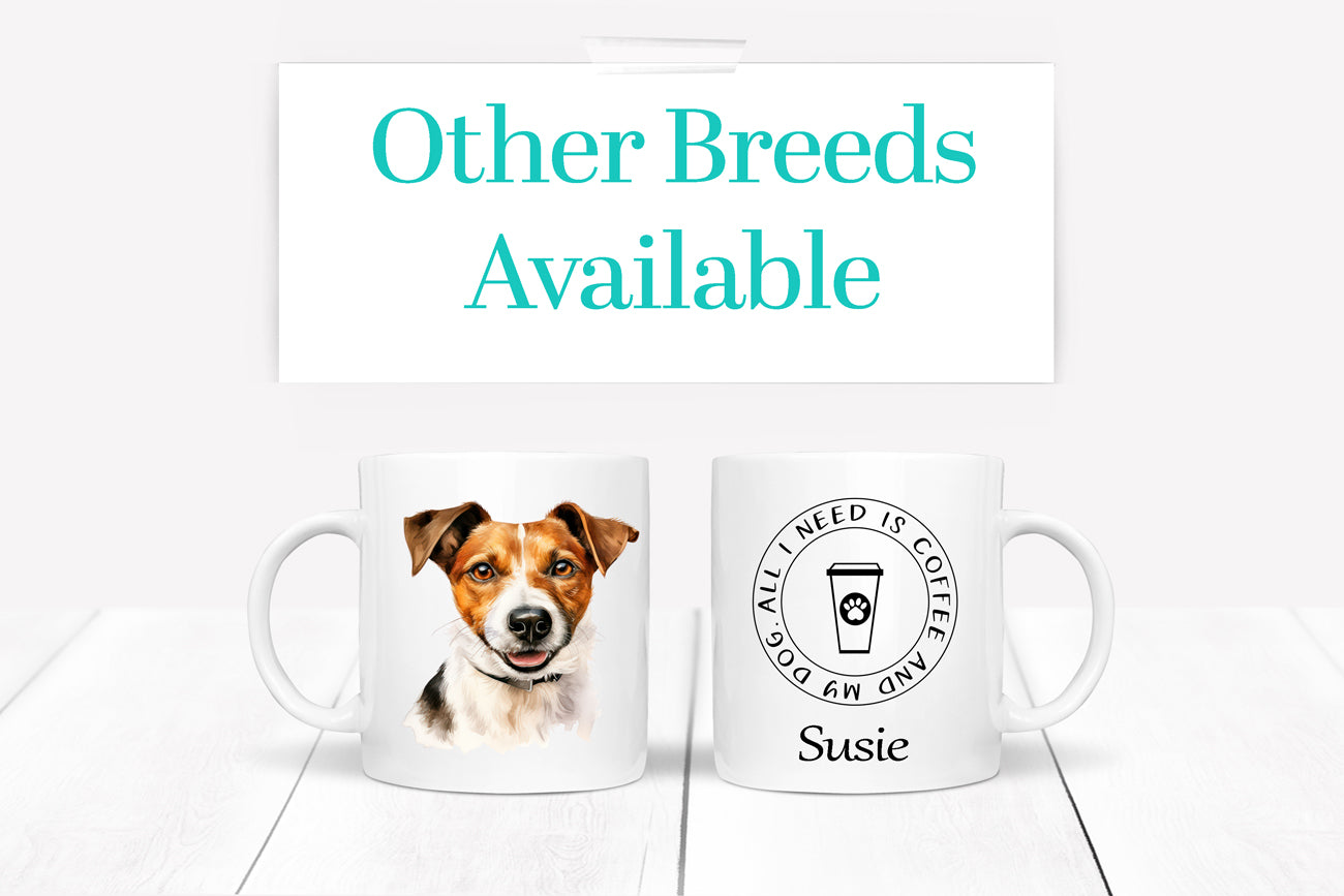 Jack Russell printed mug showing both sides of mug