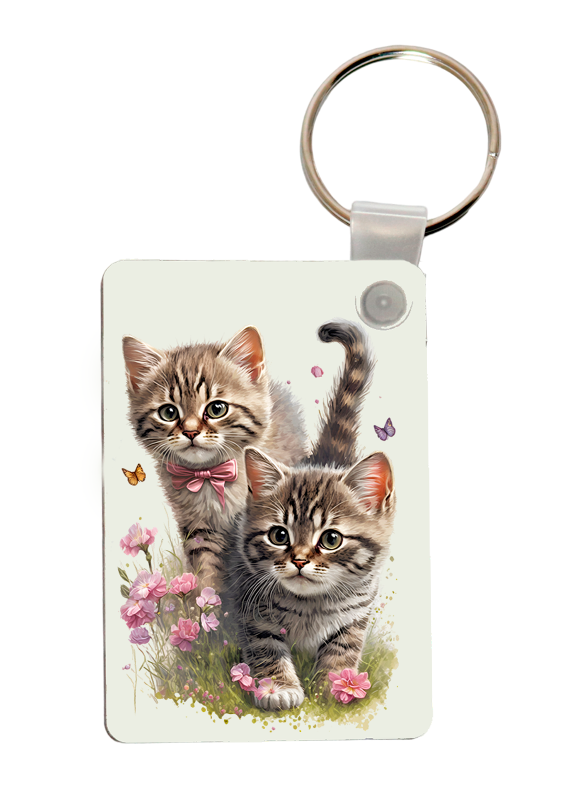 Watercolour kittens printed keyring