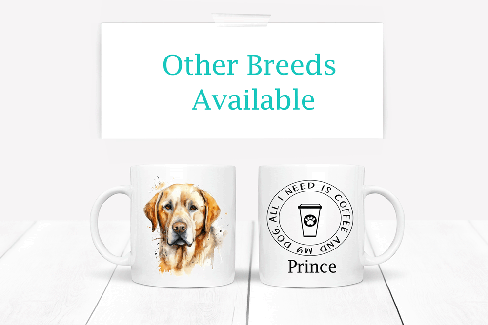 labrador printed mug showing both sides of mug