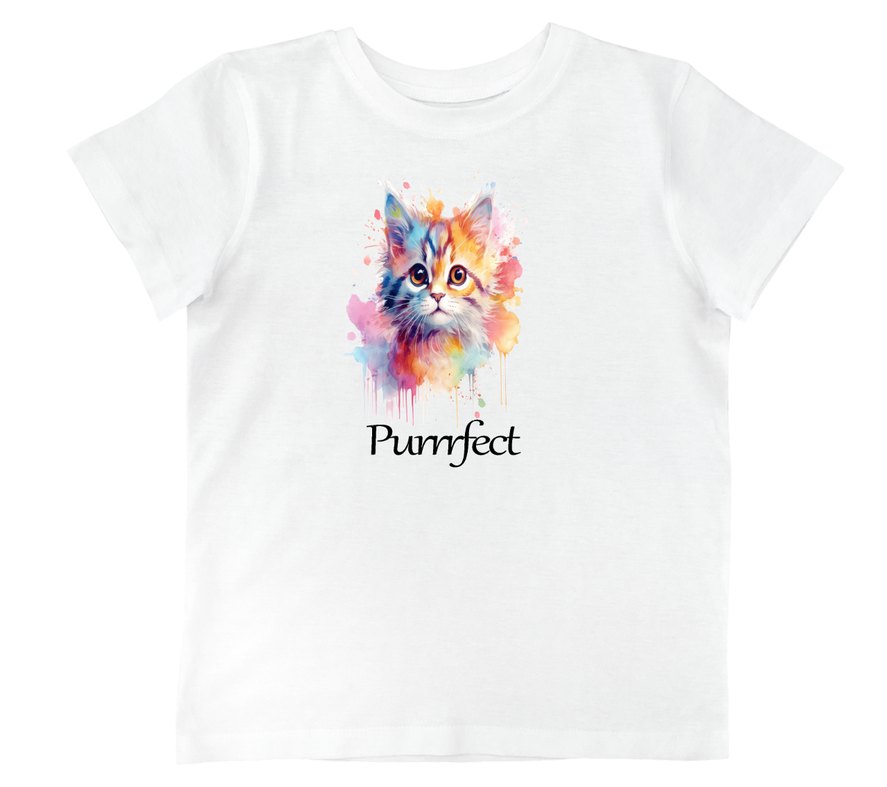 Watercolour kitten printed t-shirt