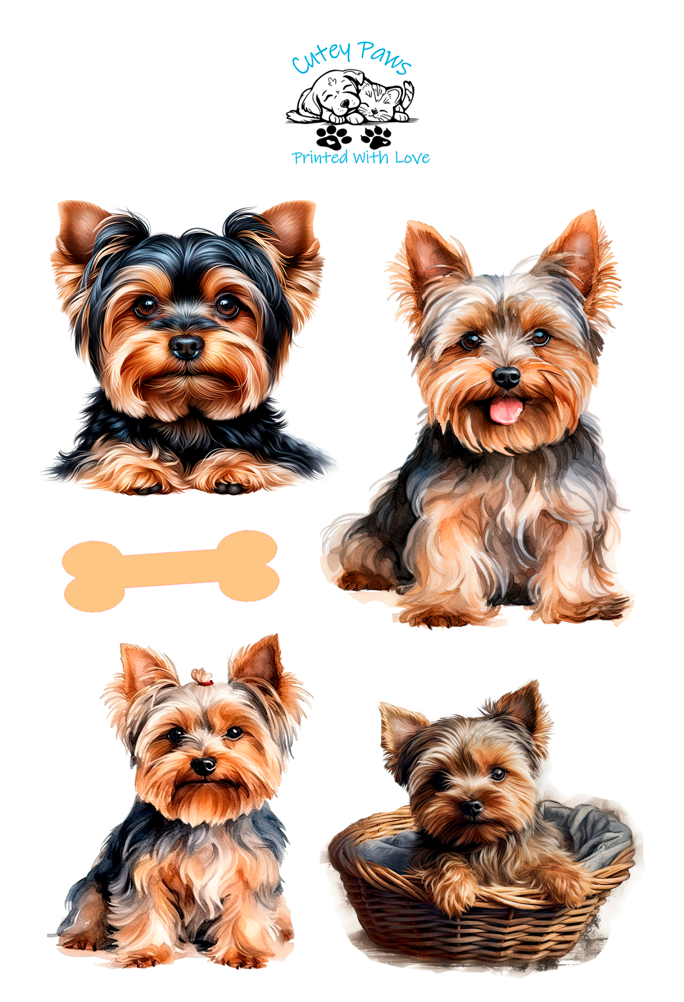 Yorkshire Terrier Full colour stickers 